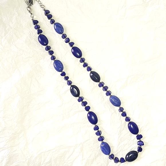 🦋 CHAPS BLUE & SILVER BEAD NECKLACE - Picture 3 of 5